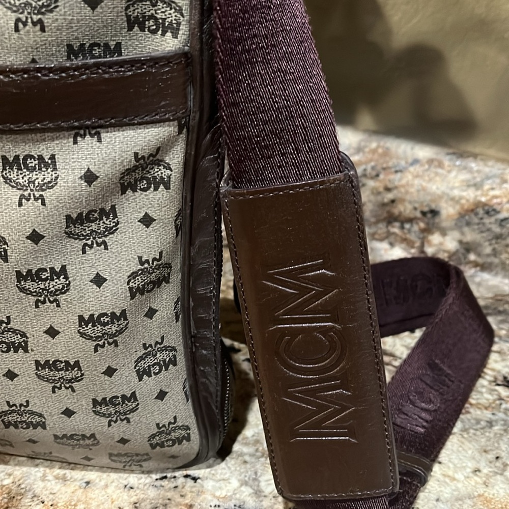 MCM Beige Monogram Visetos Canvas Leather Marble Briefcase Bag - Picture 4 of 15